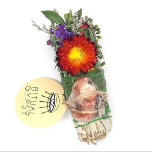 SAGE BUNDLE + RAINBOW CALCITE (4”)